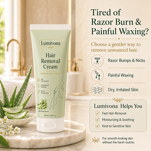 Lumivona™ Natural Gentle Hair Removal Cream | For Women & Men, Sensitive Skin