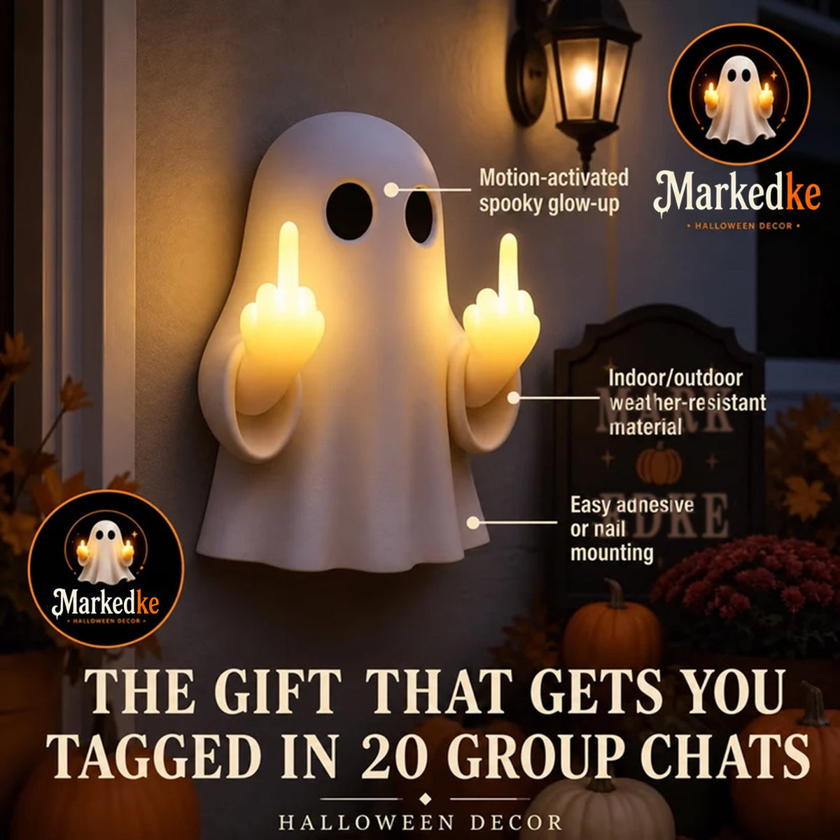 Mischief LED Wall Decor | Spooky & Funny Holiday Light, Indoor & Outdoor