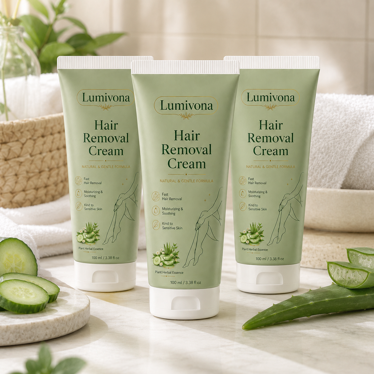 Lumivona™ Natural Gentle Hair Removal Cream | For Women & Men, Sensitive Skin
