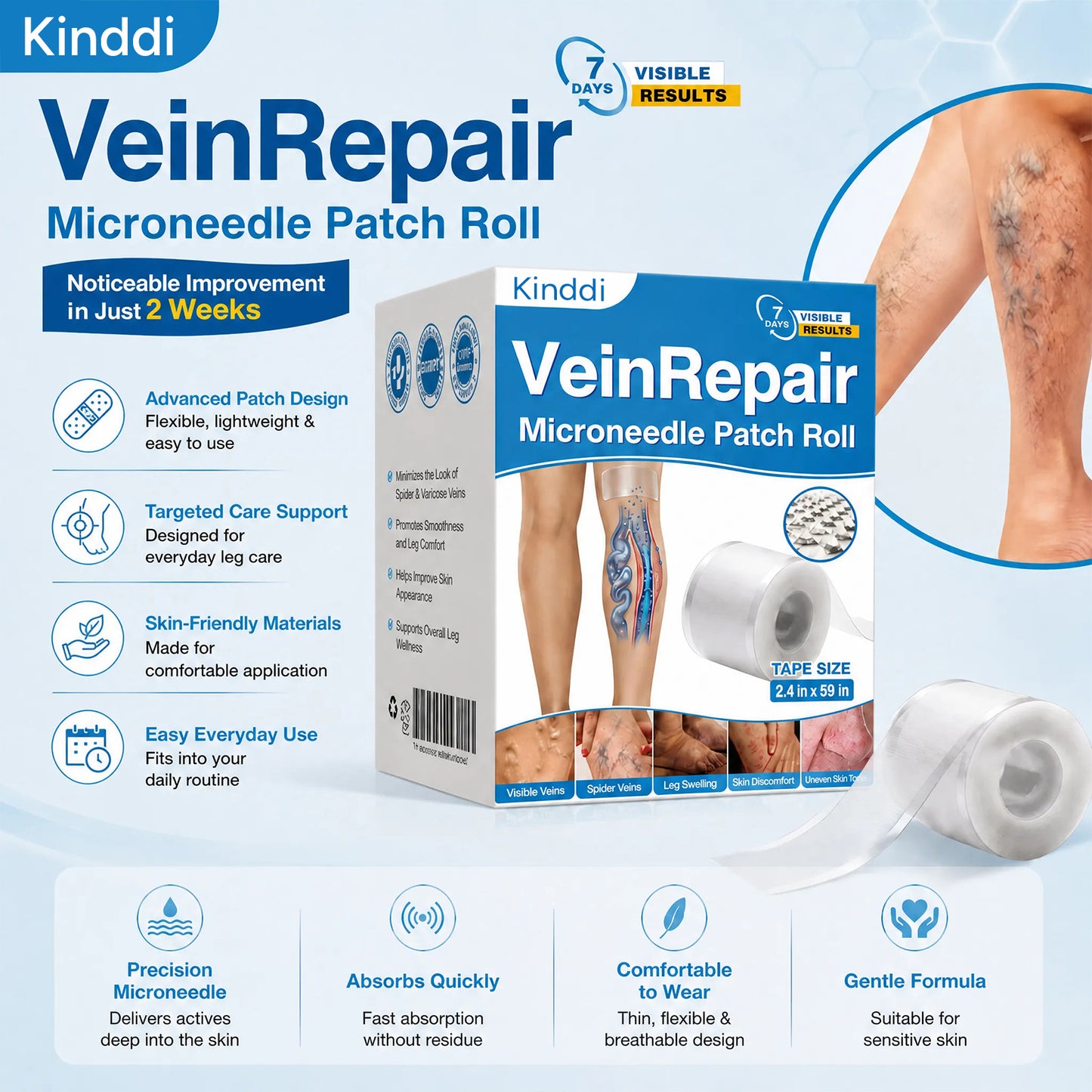 VeinRepair Microneedle Patch Roll Instant Relief, Long-Term Results
